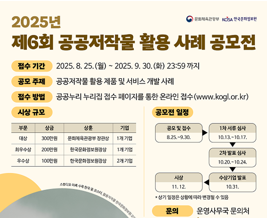 2025년 제6회 공공저작물 활용 사례 공모전